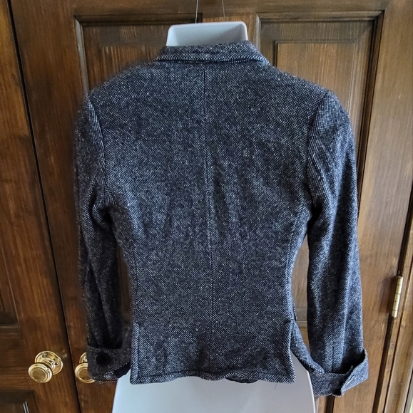 Banana Republic Sz 2 Jacket Faux Pockets Black & Gray P2P 15 L 14.5 - Picture 2 of 7